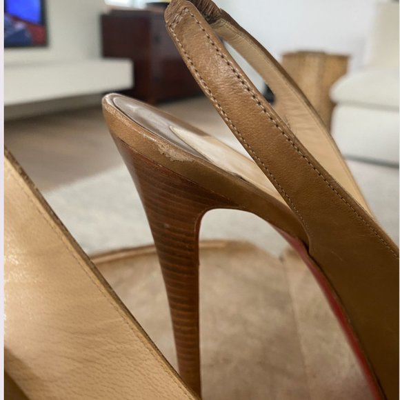 Christian Louboutin Peep Toe Slingback Platform 6" Heel  1" Platform - Picture 4 of 13